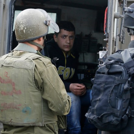 Israeli border policemen arrest a young Palestinian during clashes following a protest to killed a Palestinian militant Basil al-Araj by Israeli forces early Monday, in front of the Israeli Ofer prison, near the West Bank city of Ramallah,, Tuesday, March 7, 2017.(AP Photo/Majdi Mohammed)??