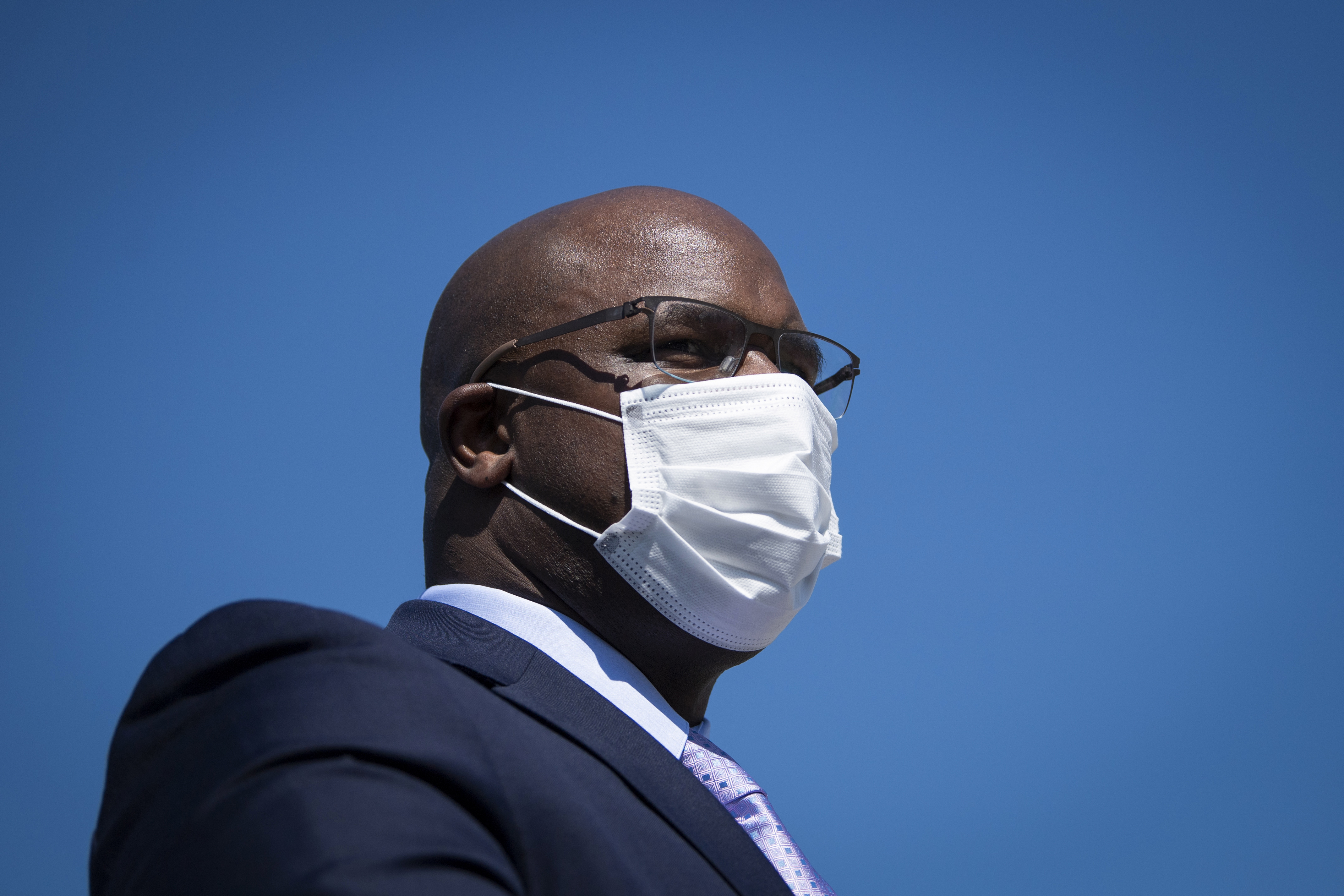 UNITED STATES - March 11: Rep. Jamaal Bowman, D-N.Y., speaks during a news conference on rent and mortgage cancellation in Washington on Thursday, March 11, 2021. (Photo by Caroline Brehman/CQ Roll Call via AP Images)