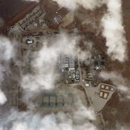 A satellite photo from Planet Labs PBC shows a military base known as Tower 22 in northeastern Jordan on Monday, Jan. 29, 2024. A satellite image taken Monday of the Jordanian base targeted by a bomb-carrying drone that killed three U.S. soldiers appears to show damage at the site. (Planet Labs PBC via AP)
