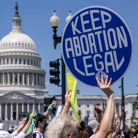 Abortion-rights activists demonstrate against the Supreme Court decision to overturn Roe v. Wade that established a constitutional right to abortion, on Capitol Hill in Washington, June 30, 2022.