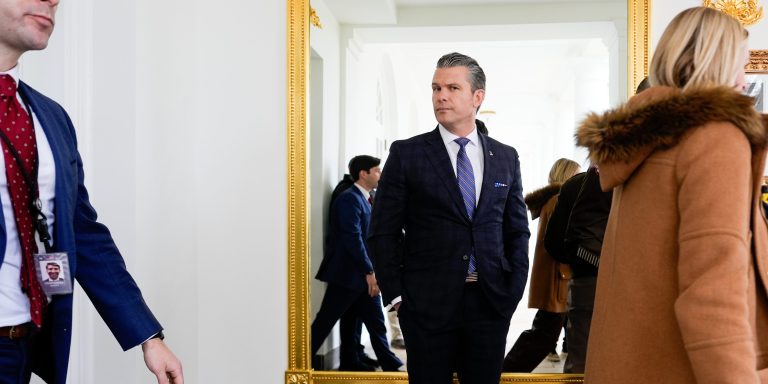 Secretary of Defense Pete Hegseth at a a pardoning ceremony for the national Thanksgiving turkey Gobble in the Rose Garden of the White House, Tuesday, Nov. 25, 2025, in Washington.