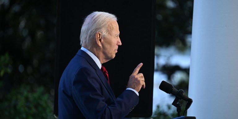 WASHINGTON, DC - AUGUST 01: U.S. President Joe Biden speaks from the Blue Room balcony of the White House on August 1, 2022 in Washington, DC. Biden announced that over the weekend, U.S. forces launched an airstrike in Afghanistan that killed al-Qaeda leader Ayman Al-Zawahiri. Zawahiri, 71, took over leadership of al-Qaeda in 2011, shortly after American forces killed Osama bin Laden. The president said there were no civilian casualties.  (Photo by Jim Watson-Pool/Getty Images)
