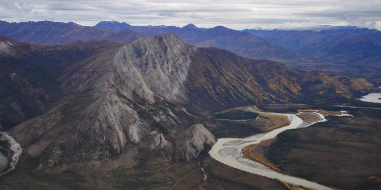 A serpentine river near Gates of the Arctic National Park and Preserve, Alaska on September 11, 2022.