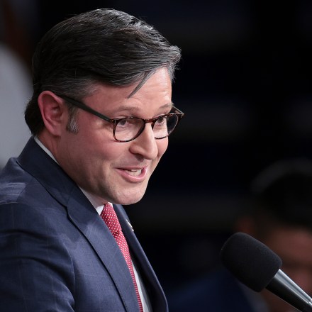 WASHINGTON, DC - OCTOBER 25:  Newly elected Speaker of the House Rep. Mike Johnson (R-LA) speaks in the House chamber after his election at the U.S. Capitol on October 25, 2023 in Washington, DC. After a contentious nominating period that has seen four candidates over a three-week period, Johnson was voted in to succeed former Speaker Kevin McCarthy (R-CA), who was ousted on October 4 in a move led by a small group of conservative members of his own party (Photo by Win McNamee/Getty Images)