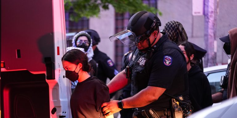 NEW YORK, US - MAY 7: New York City police arrested dozens of Pro-Palestinian protesters on Columbia University on Wednesday evening after they took over part of a central library in New York, USA on May 7, 2025. (Photo by Lokman Vural Elibol/Anadolu via Getty Images)
