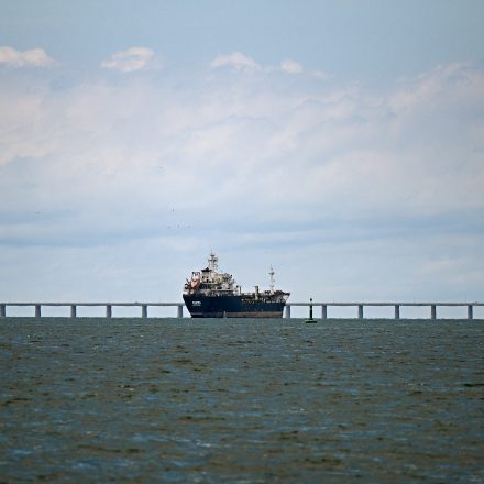 Venezuelan flagged oil-chemical tanker Filippa waits its turn to be loaded with crude oil at Lake Maracaibo in Maracaibo, Zulia State, Venezuela on May 9, 2025. A line of ships waited their turn to load oil on Lake Maracaibo on May 9 ,2025, two weeks before the US oil company Chevron shuts down operations in Venezuela due to US sanctions. (Photo by Federico PARRA / AFP) (Photo by FEDERICO PARRA/AFP via Getty Images)