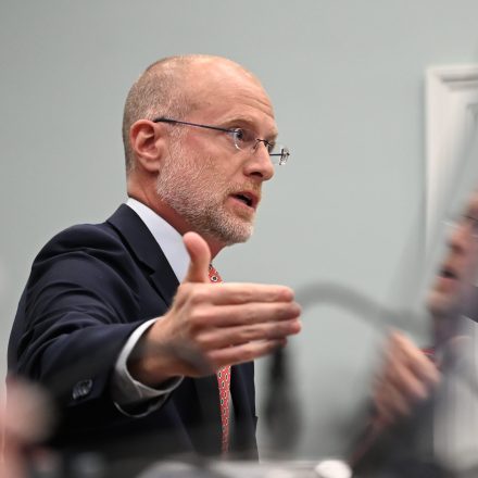 Brendan Carr, commissioner at the Federal Communications Commission (FCC), speaks during a House Appropriations Subcommittee on Financial Services and General Government hearing in Washington, DC, US, on Wednesday, May 21, 2025. The Trump administration is focused on freeing up more electromagnetic spectrum to power wireless communication, the chairman of the Federal Communications Commission said earlier this month, a move that could generate $80 billion in government revenue and help the US better compete with China. Photographer: Alex Wroblewski/Bloomberg via Getty Images
