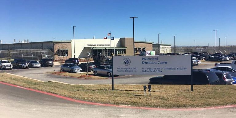 A group ambushed corrections and police officers outside the Prairieland Detention Center in Alvarado, Texas, on July 4, 2025, creating a distraction with fireworks and graffiti before firing upon officers with semiautomatic rifles. (Mark David Smith/Fort Worth Star-Telegram/Tribune News Service via Getty Images)