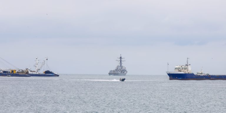 The USS Sampson (DDG 102), a U.S. Navy missile destroyer, docks at the Amador International Cruise Terminal in Panama City, Panama, on September 02, 2025.