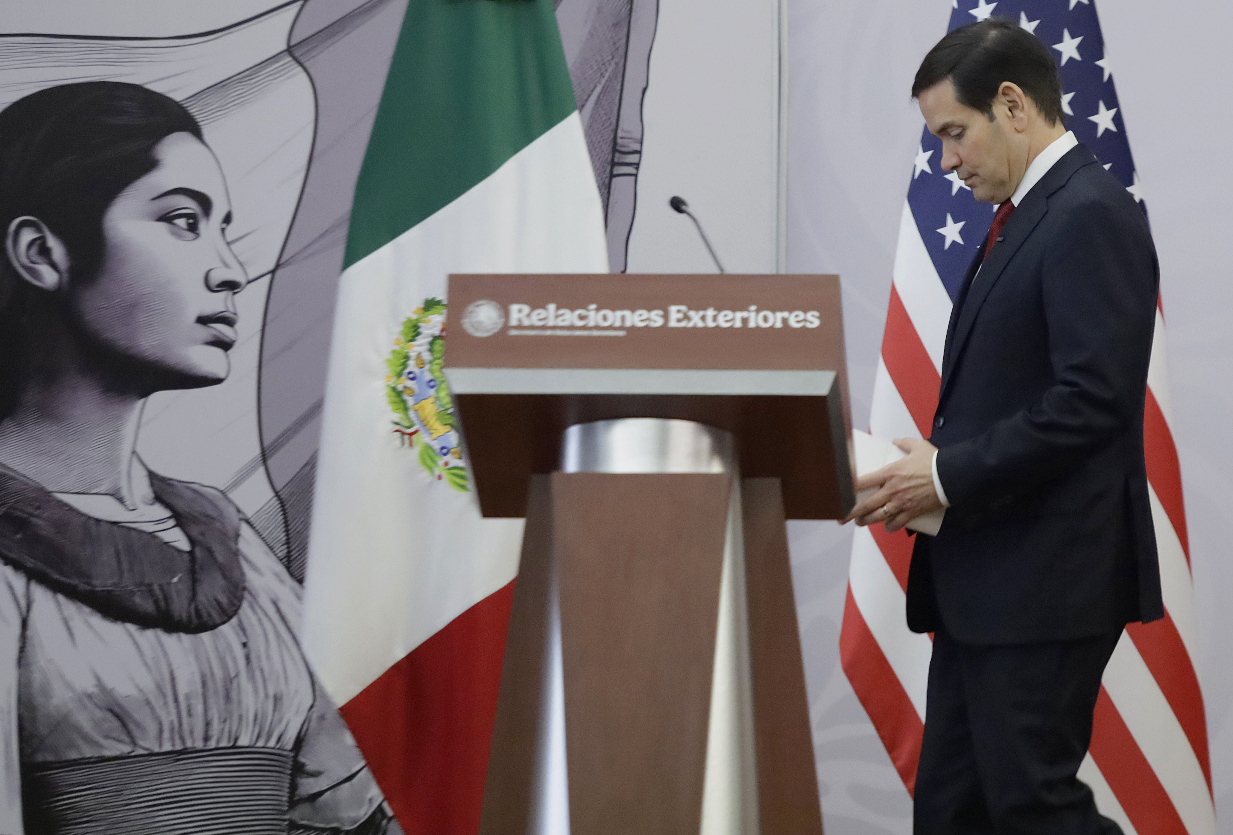 Marco Rubio, Secretary of State in the United States, meets with Juan Ramon de la Fuente, Secretary of Foreign Affairs of Mexico, to discuss security issues and a range of actions to improve protection in the region in the United States, on September 3, 2025. (Photo by Gerardo Vieyra/NurPhoto via Getty Images)