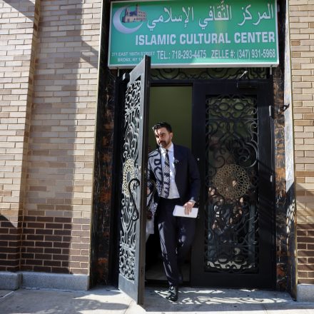 NEW YORK, NEW YORK - OCTOBER 24: Zohran Mamdani, the Democratic front-runner in the New York City mayoral race, prepares to speak outside a Bronx Mosque and cultural center on October 24, 2025 in the Bronx borough of New York City. Mamdani used the afternoon news conference to respond to Andrew Cuomo, his main rival, after Cuomo suggested Thursday that Mamdani would cheer if the 9/11 attacks happened again. (Photo by Spencer Platt/Getty Images)