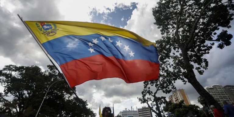 CARACAS, VENEZUELA - NOVEMBER 15: Supporters of President Maduro participate in a march to swear in the Bolivarian Grassroots Committees in Caracas, Venezuela, on November 15, 2025. (Photo by Pedro Mattey/Anadolu via Getty Images)