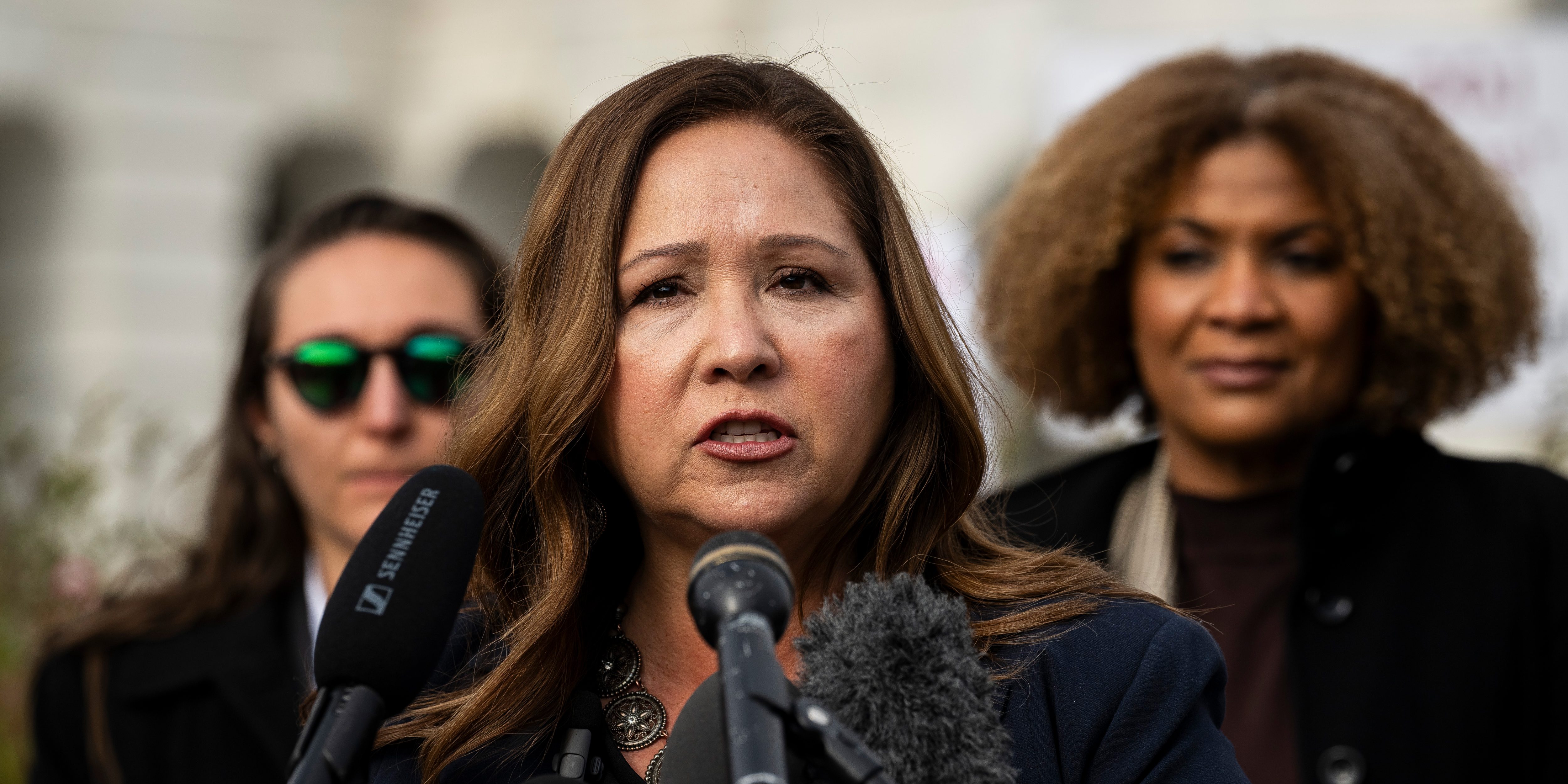 Representative Adelita Grijalva, a Democrat from Arizona, during a news conference outside the US Capitol in Washington, DC, US, on Tuesday, Nov. 18, 2025. President Donald Trump's firm control of Washington showed signs of weakening Tuesday as nearly all House Republicans voted to compel the Justice Department to release its files on sex trafficker Jeffrey Epstein, whose earlier ties to the president have been the subject of intense scrutiny. Photographer: Graeme Sloan/Bloomberg via Getty Images