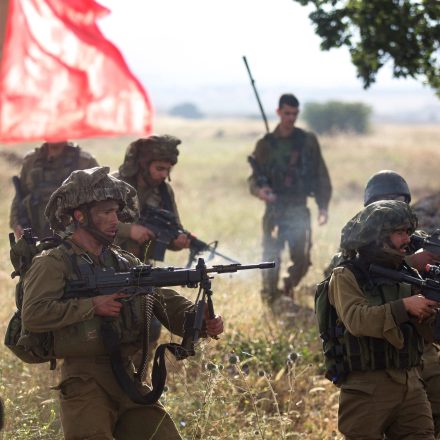 Israeli soldiers of the Ultra-Orthodox battalion "Netzah Yehuda" take part in training in the Israeli annexed Golan Heights, near the Syrian border on May 19, 2014.